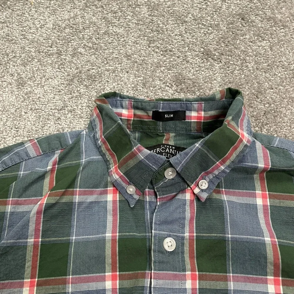 J.Crew Mercantile Slim Fit Flannel Shirt Mens Medium Multi Plaid Long Sleeve Top